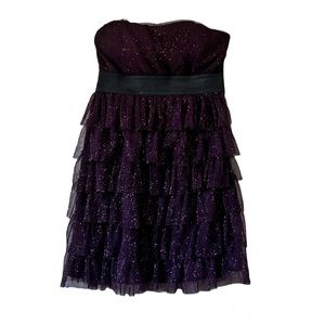 love, FIRE glitter purple strapless tiered party dress for junior size M